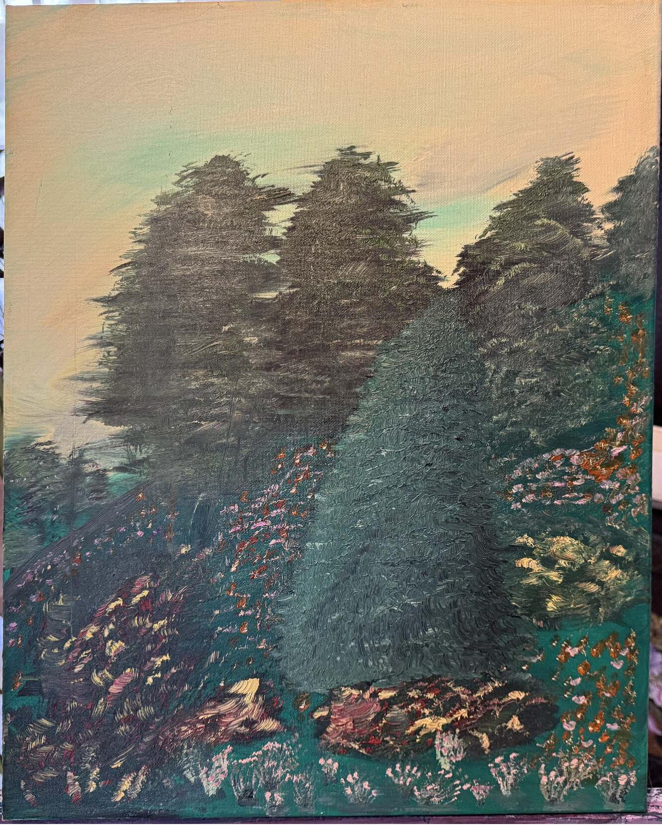 My first painting in 2020 painted before a major psychotic relapse needing hospital for several months.